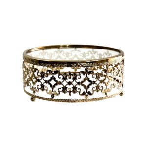 Elevador Redondo de Metal Dorado con Tope de Cristal