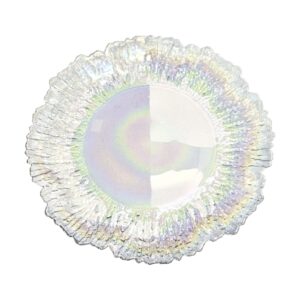 Plato Base de Cristal Coral Plateado Tipo Flor