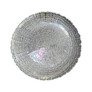 Plato base cristal con obra diseño tipo tornasol