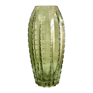 Florero Decorativo de Cristal Ovalado Color Verde Eucalipto