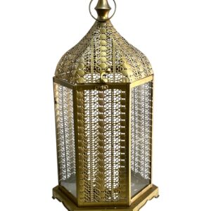 Farol Decorativo Dorado Diseño Elegante