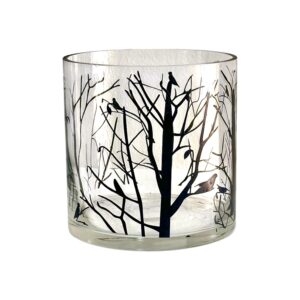 Cilindro de Cristal Clear con Detalles en Ramas Negras