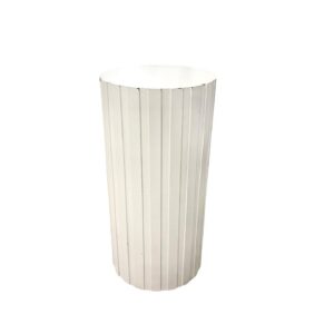 Taburete Alto Tipo Cilindro Blanco con Diseño en Rayas