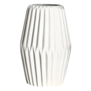 Florero Blanco con Diseño de Obras Rayadas