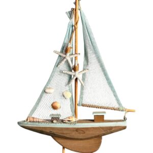 Barco Decorativo de Madera Azul