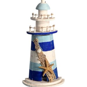Farol Playero Decorativo Azul y Blanco