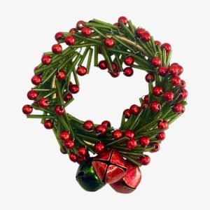 Servilletero Navideño Verde con Bolitas Rojas