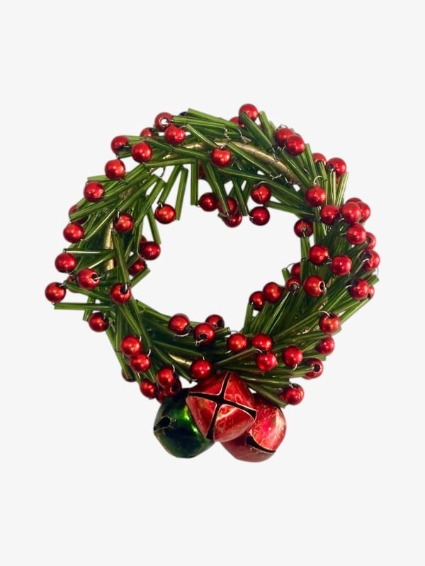 Servilletero Navideño Verde con Bolitas Rojas