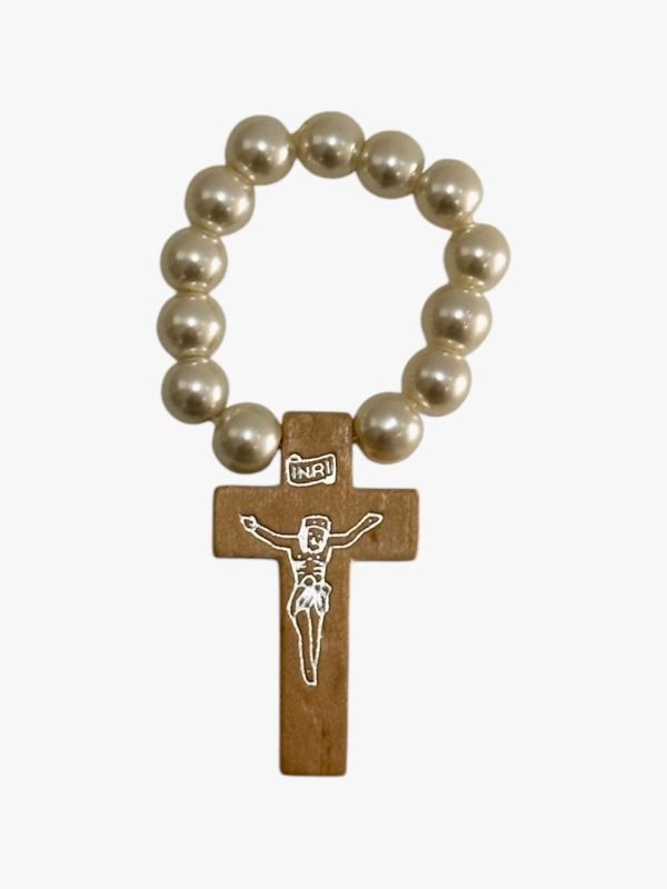Servilletero Cruz de Jesús en Perlas Decorativas